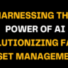 Graphic with bold yellow and white headline text stating Harnessing the Power of AI: Revolutionizing Family Asset Management, highlighting how artificial intelligence transforms modern wealth management.
