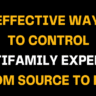 Image with bold yellow and white text on a black background reading Effective Ways to Control Multifamily Expenses From Source to Pay, emphasizing cost control in multifamily property management.
