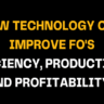 Text on black background How Technology Can Improve FO's Efficiency, Productivity, and Profitability? in bold white and yellow letters, highlighting the benefits of tech in business performance.