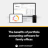 Computer, tablet, and smartphone screens displaying financial dashboards and charts, showcasing the benefits of portfolio accounting software that helps family offices manage assets efficiently.