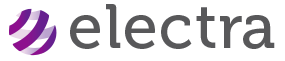 Electra Electra's modern logo with purple swirl and sleek gray typography, symbolizing innovation in data aggregation, control, and reconciliation services for global data partners.