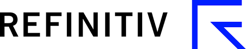 Refinitv Refinitiv logo, a leading provider of global financial market data and infrastructure. The logo features bold black text and a distinct blue geometric symbol, symbolizing innovation in finance data.